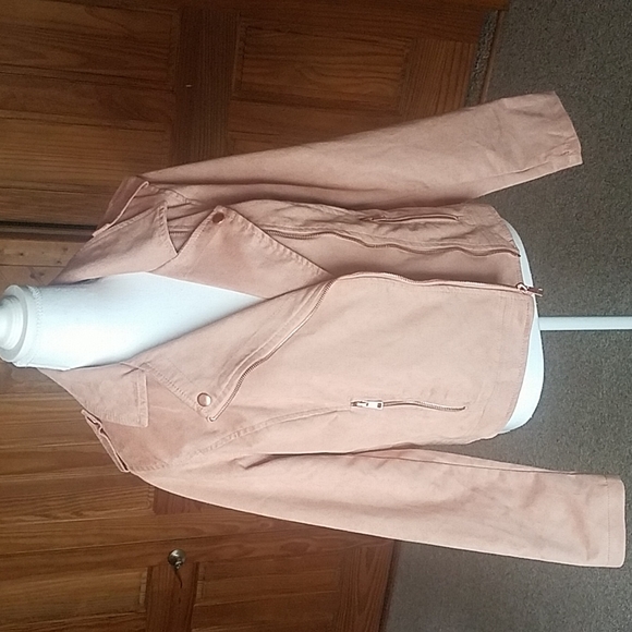 a new day Jackets & Blazers - A new day faux suede cropped moto jacket blush pink szL